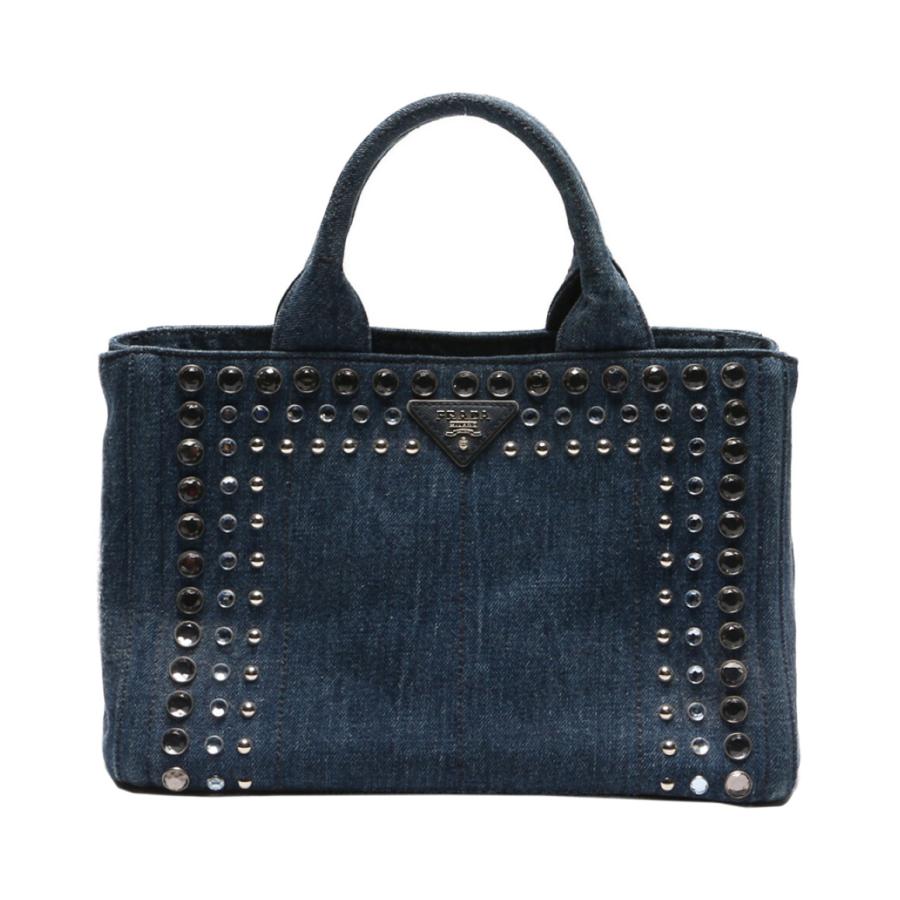 プラダ トートバッグ カナパ ビジュー デニム レディース PRADA 中古  