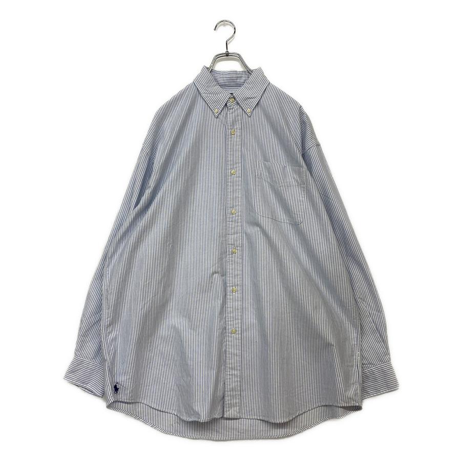 美品 ポロ・ラルフローレン 長袖シャツ THE BIG FIT ストライプ ブルー