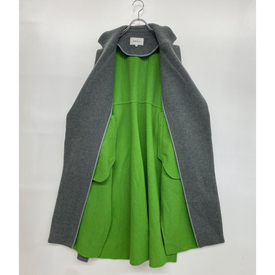 人気♡美品✨エンフォルド ダブルビーバースリットオーバーコート グレー×緑 36 ENFOLD（エンフォルド） ダブルビーバースリットコート 300BA230