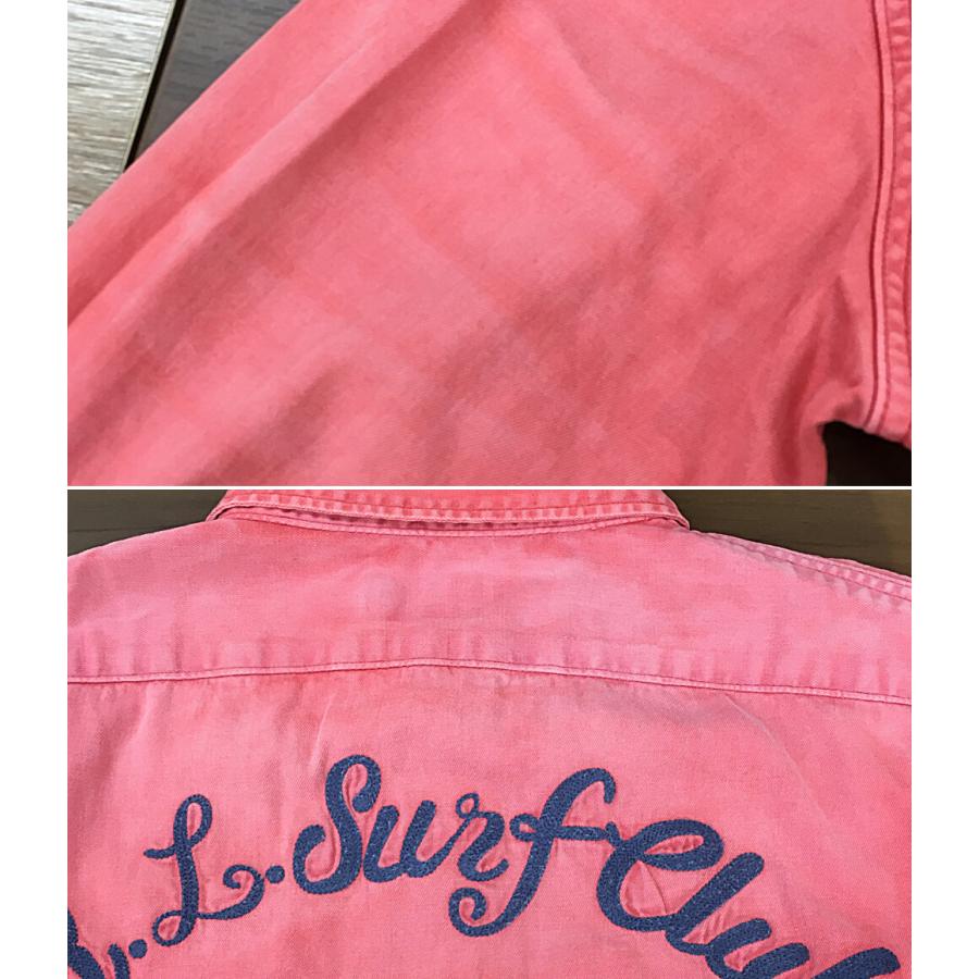 ラルフローレンピンク リネン 長袖シャツ ポロ刺繍 ポロ・ラルフローレン 長袖シャツ R.L.SurfClub ワーク 刺繍 メンズ