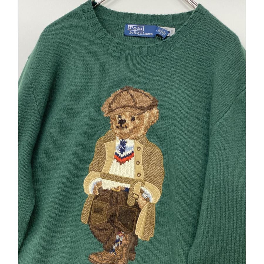美品 現行 ポロラルフローレン ポロベア ニット Sサイズ グリーン ウール 美品 ポロ・ラルフローレン ニット Poloベアセーター グリーン ウール