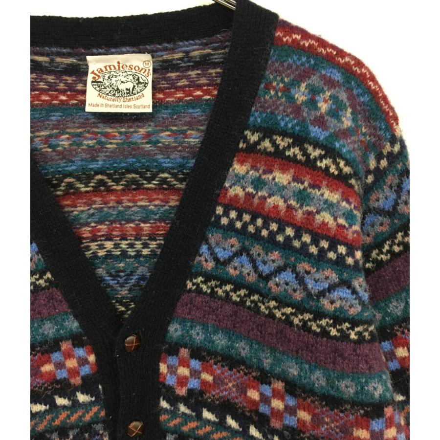ジャミーソンズカーディガン フェアアイル柄 ウール メンズ SIZE M