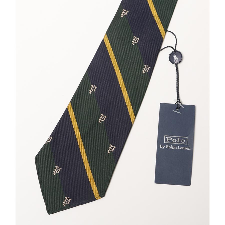 ꧁美品꧂ ポロラルフローレン ネクタイ アイビー ストライプ グリーン ネイビー POLO RALPH LAUREN（ポロ・ラルフローレン） 美品 ネクタイ