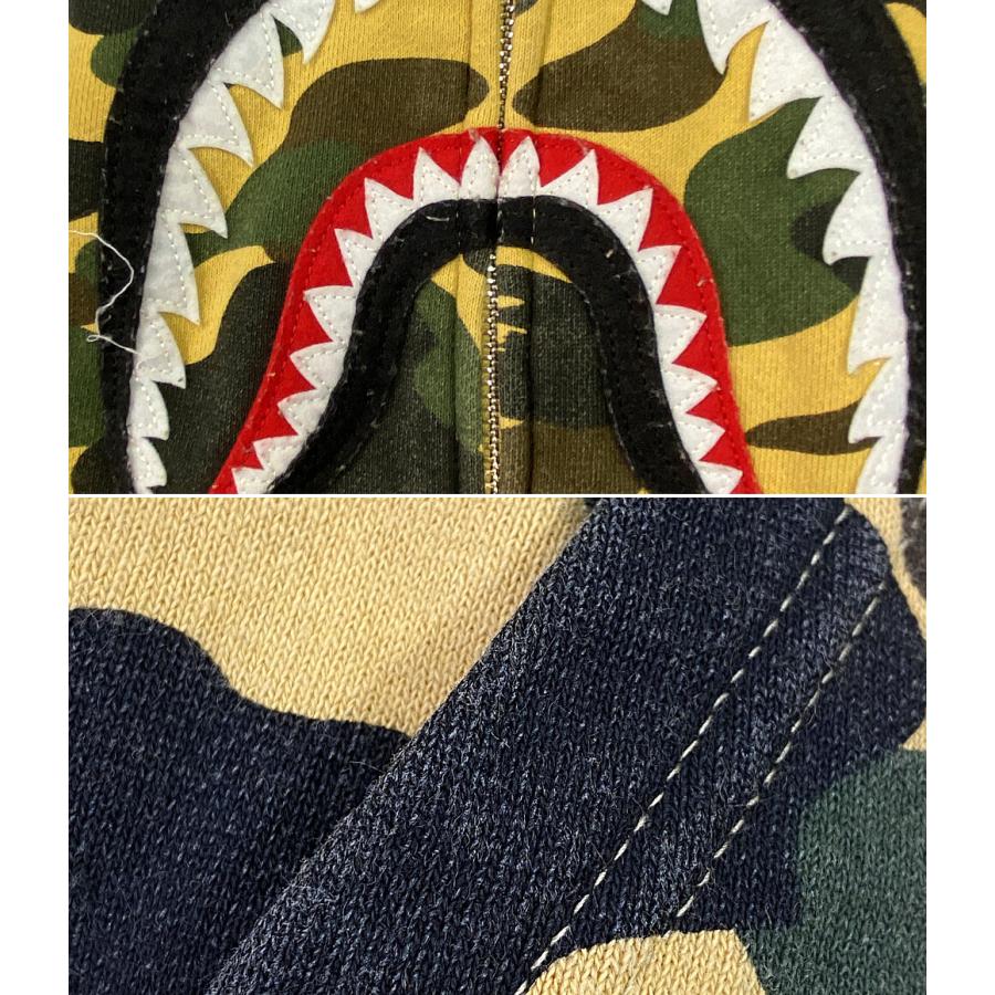 美品A BATHING APEベイプカモ ジップ パーカーBAPE レディースS シャーク パーカー レディース Sサイズ a bathing ape BAPE camo