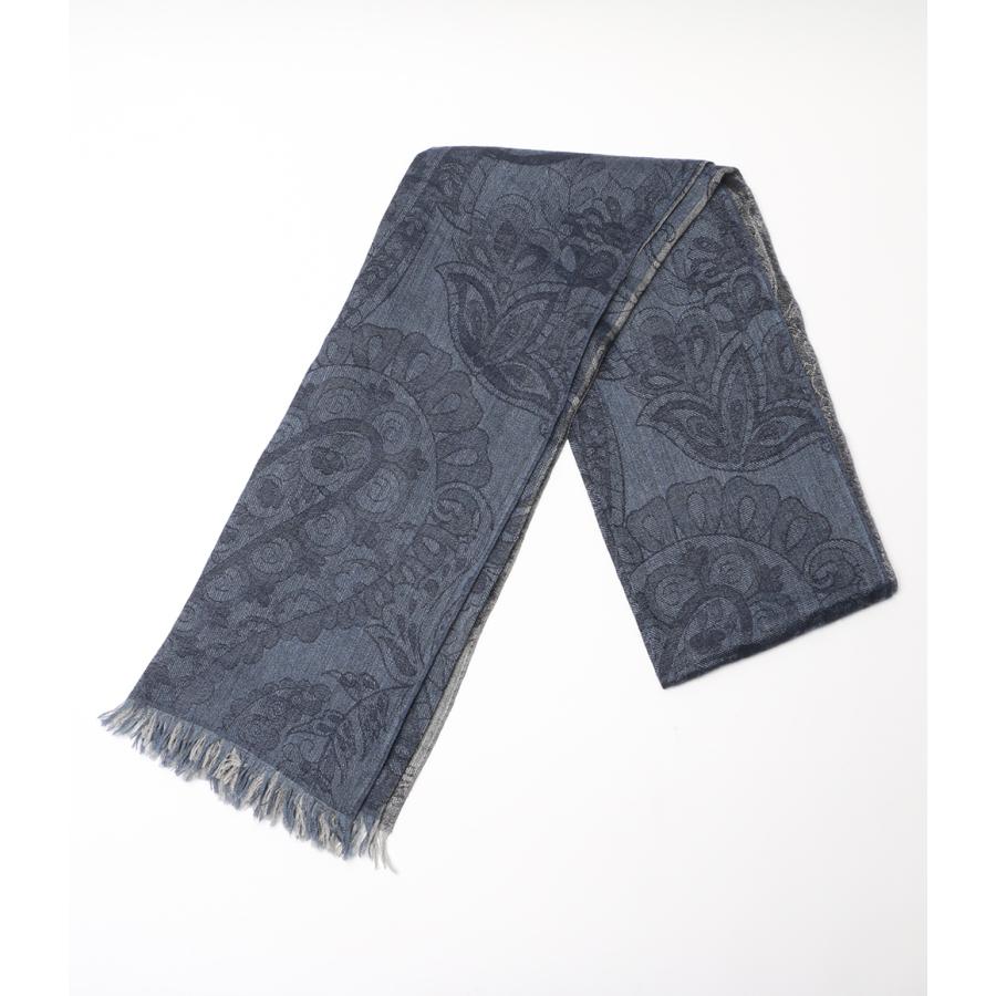 未使用　チェザレ•アットリーニ　カシミアストール チェーザレアットリーニ ストール カシミヤ シルク ネイビー