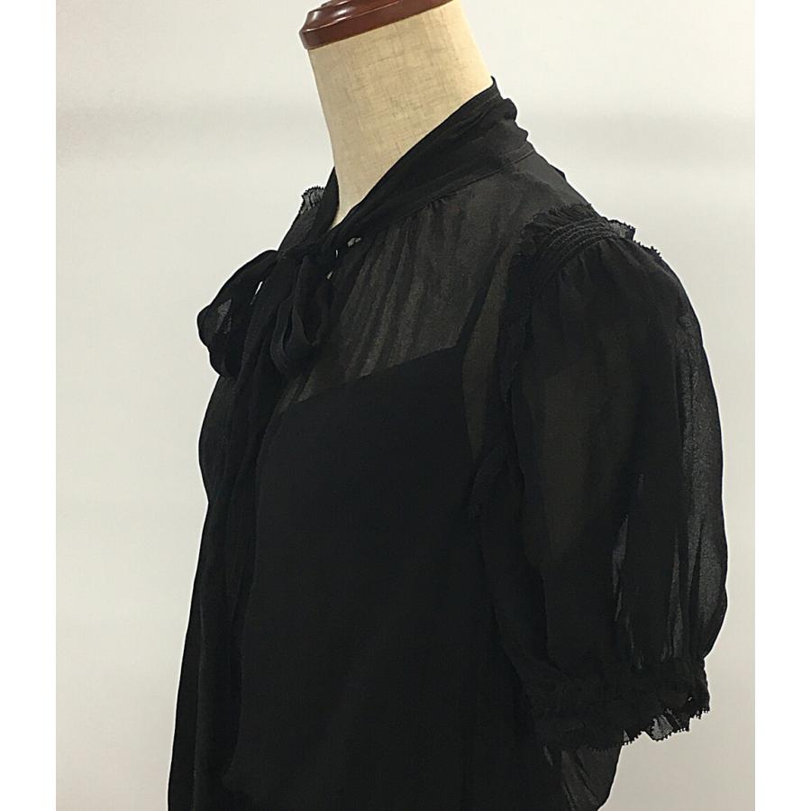 美品✨️　ラルフローレン　プラッド クリンクル ジョーゼット タイネック ドレス ポロ・ラルフローレン ジョーゼットタイネックドレス ブラック