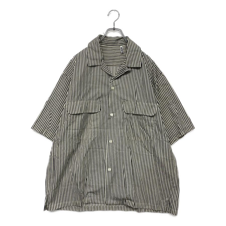 キャプテンサンシャイン 半袖シャツ ストライプ ブラック ホワイト