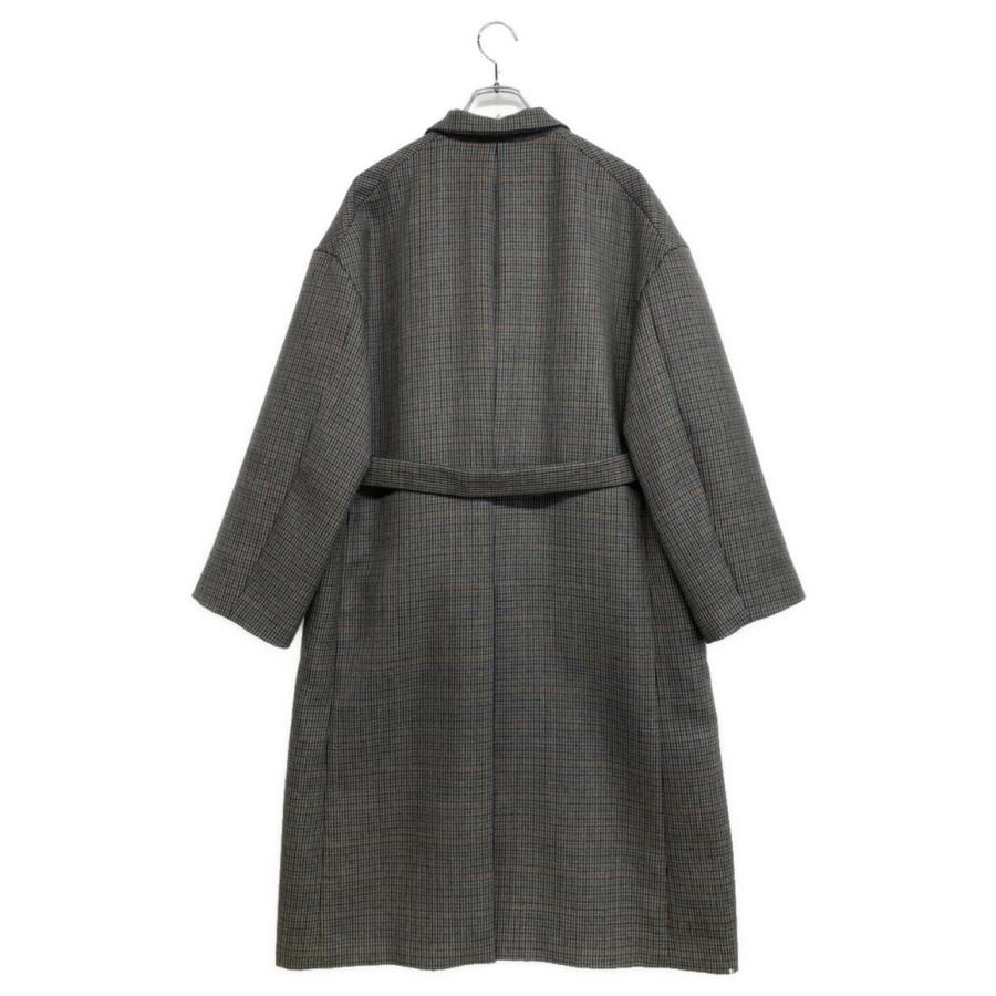 美品 オーラリー ダブルフェイスチェックダブルブレストコート