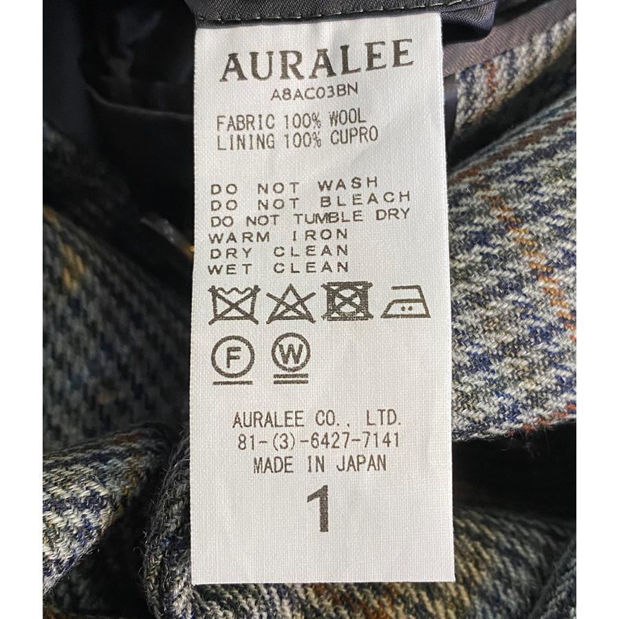 美品 オーラリー ダブルフェイスチェックダブルブレストコート