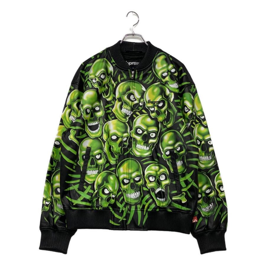 美品 シュプリーム レザー スカルジャケット skull JACKET 18ss メンズ