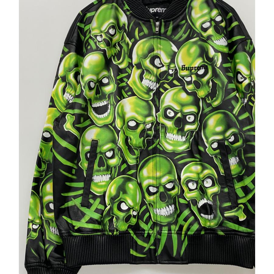 美品 シュプリーム レザー スカルジャケット skull JACKET 18ss メンズ