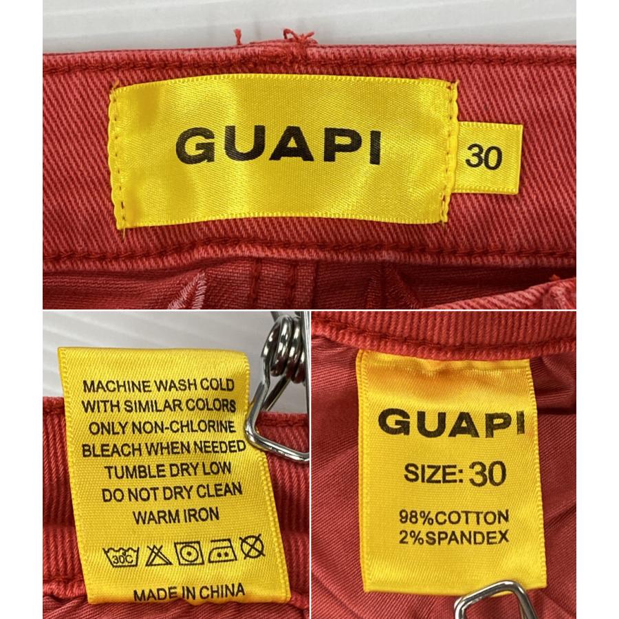 美品 グアピ デニムパンツ チェーン付き レッド メンズ SIZE 30 GUAPI