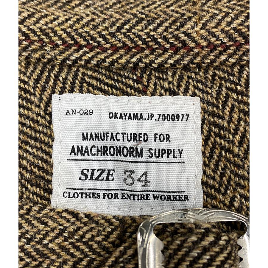 アナクロノーム パンツ ウールヘリンボーンスラックスパンツ メンズ