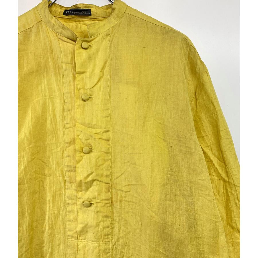 イッセイミヤケ メン 長袖ロングシャツ 筆タグ スタンドカラー