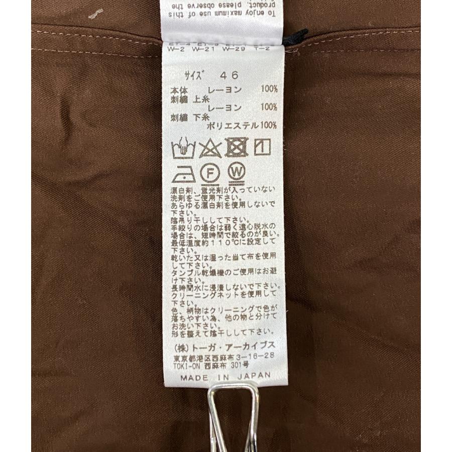 TOGA VIRILIS ブラウン刺繍長袖シャツ 46 トーガビリリース 長袖レーヨンシャツ 22AW TV22-FJ341 メンズ SIZE 46