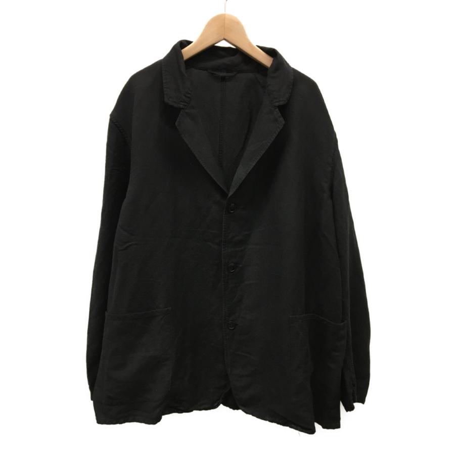 コモリ 20SS ヴィスコース リネン ジャケット ブラック テーラード  