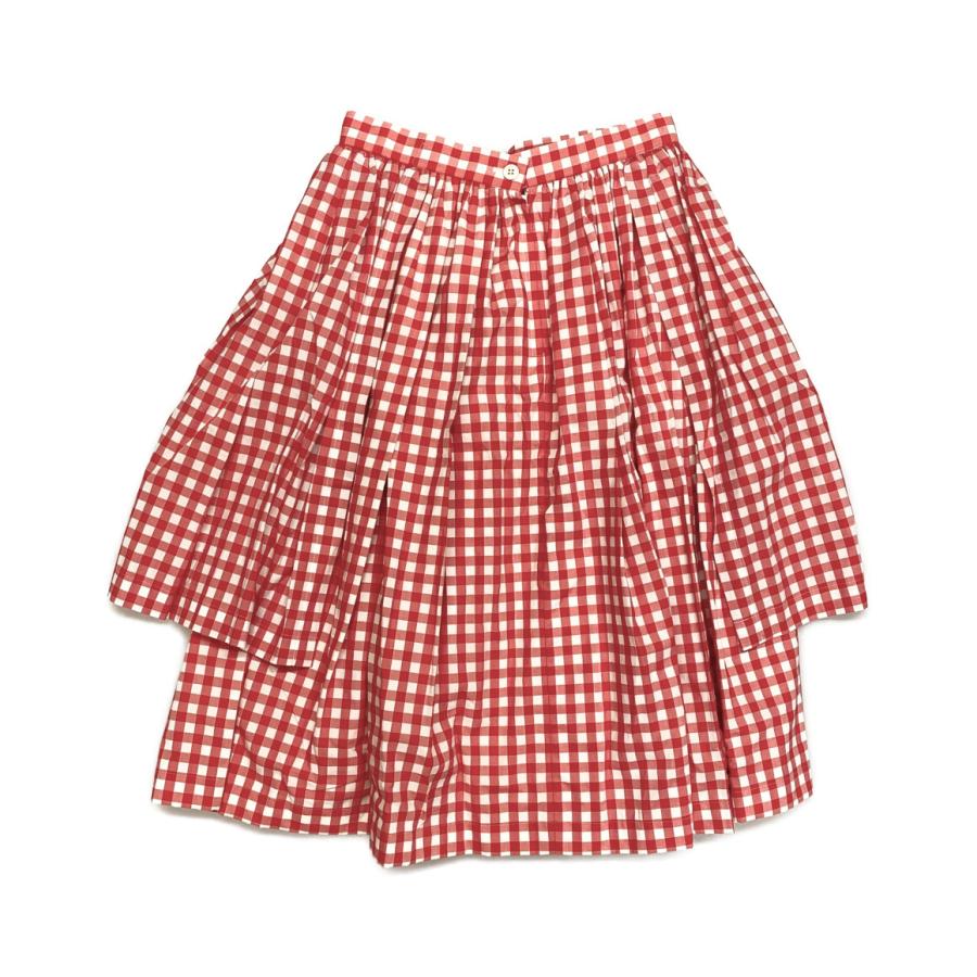 美品コムデギャルソンガール赤いタータンチェック柄プリーツスカート