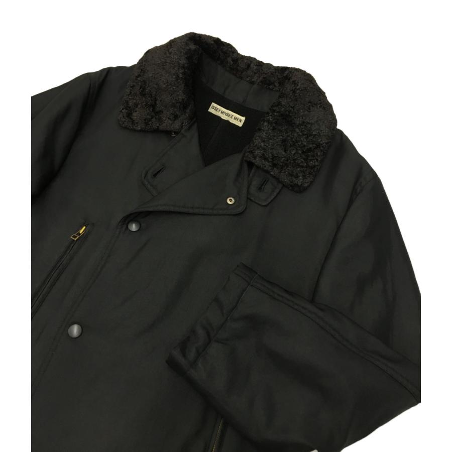 イッセイミヤケ メン 襟ボアナイロンコート ブラック アーカイブ 98aw