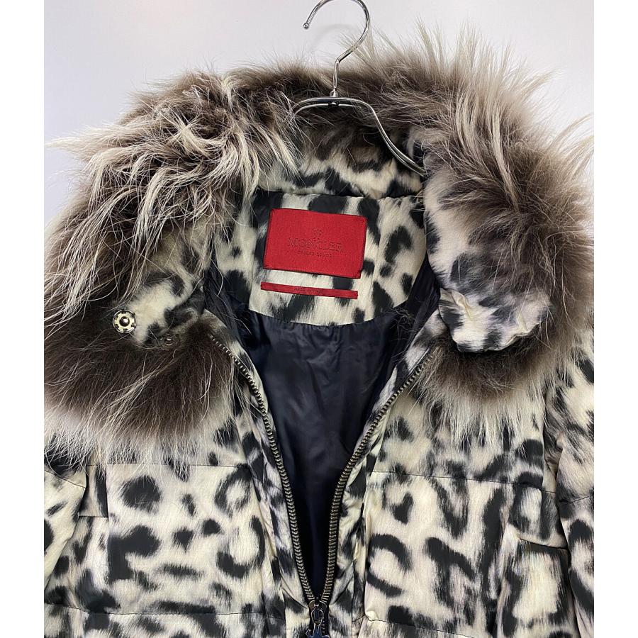 モンクレール MONCLER ガムルージュ ダウンジャケット サイズ0 希少 モンクレールガムルージュ ファーダウンコート レオパード柄