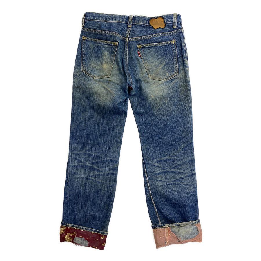 エヌエヌバイナンバーナイン デニムパンツ ベロアパッチワークデニム