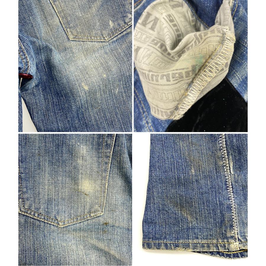 エヌエヌバイナンバーナイン デニムパンツ ベロアパッチワークデニム