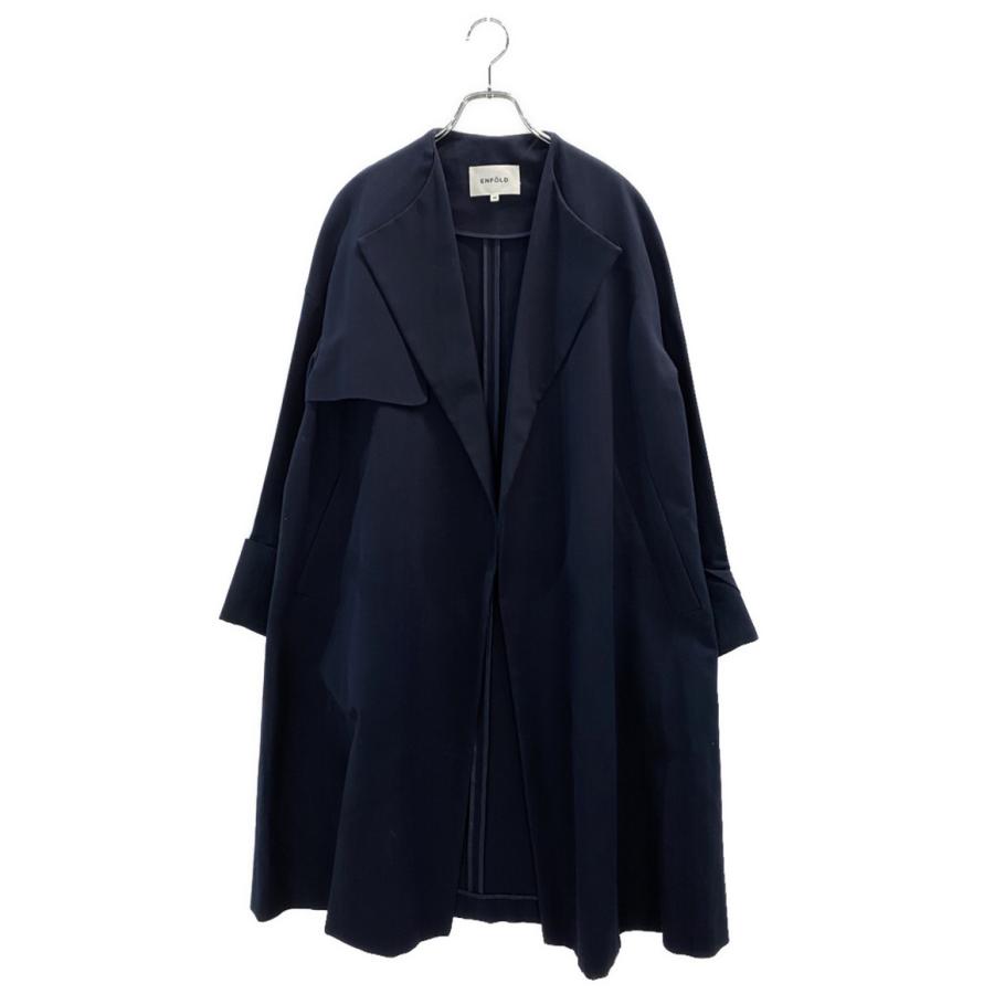 極美品✨️22AW ￥7.1万 エンフォルド ノーカラーリバーコート 濃紺 38