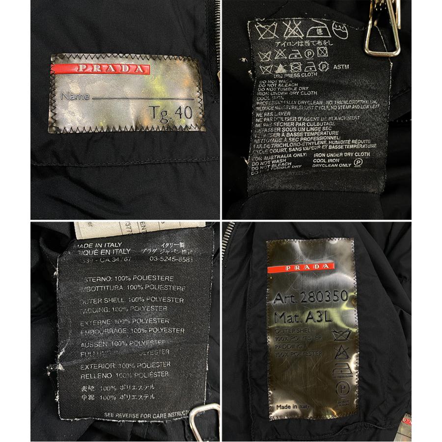 PRADA 中棉ジャケットTg.40 PRADA プラダ ダウンジャケット Tg 40 ブラック 黒 ナイロン 中綿
