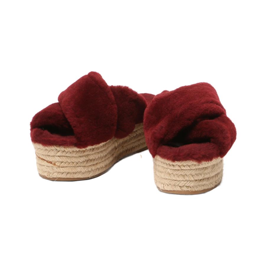 ☆未使用☆ MIUMIU ミュウミュウ シープファー ウェッジソール サンダル ☆未使用☆ MIUMIU ミュウミュウ ウェッジソール サンダル