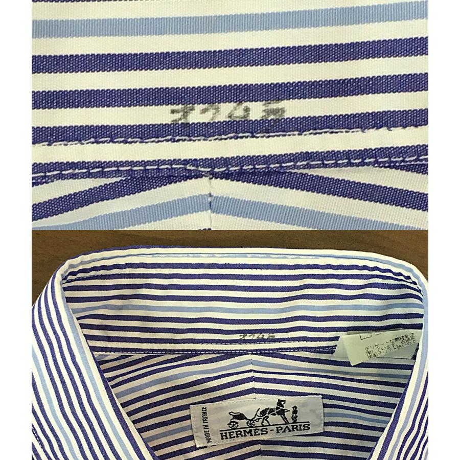 入手困難✨ エルメス HERMES 長袖シャツ ストライプ セリエボタン M エルメス 長袖シャツ セリエボタン ストライプシャツ 00S メンズ SIZE