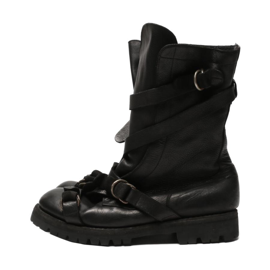 【美品】ヨウジヤマモトプールオム 21AW デストロイ加工 コンバットブーツ 美品】ヨウジヤマモトプールオム 21AW デストロイ加工