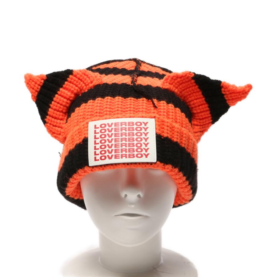 LOVERBOY チャールズジェフリーラバーボーイニット帽 美品 チャールズ・ジェフリー・ラバーボーイ ニット帽 ボーダー耳付き
