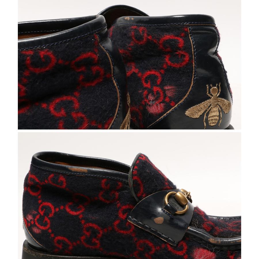 グッチ ホースビットローファー GG柄 メンズ SIZE 8 GUCCI 中古