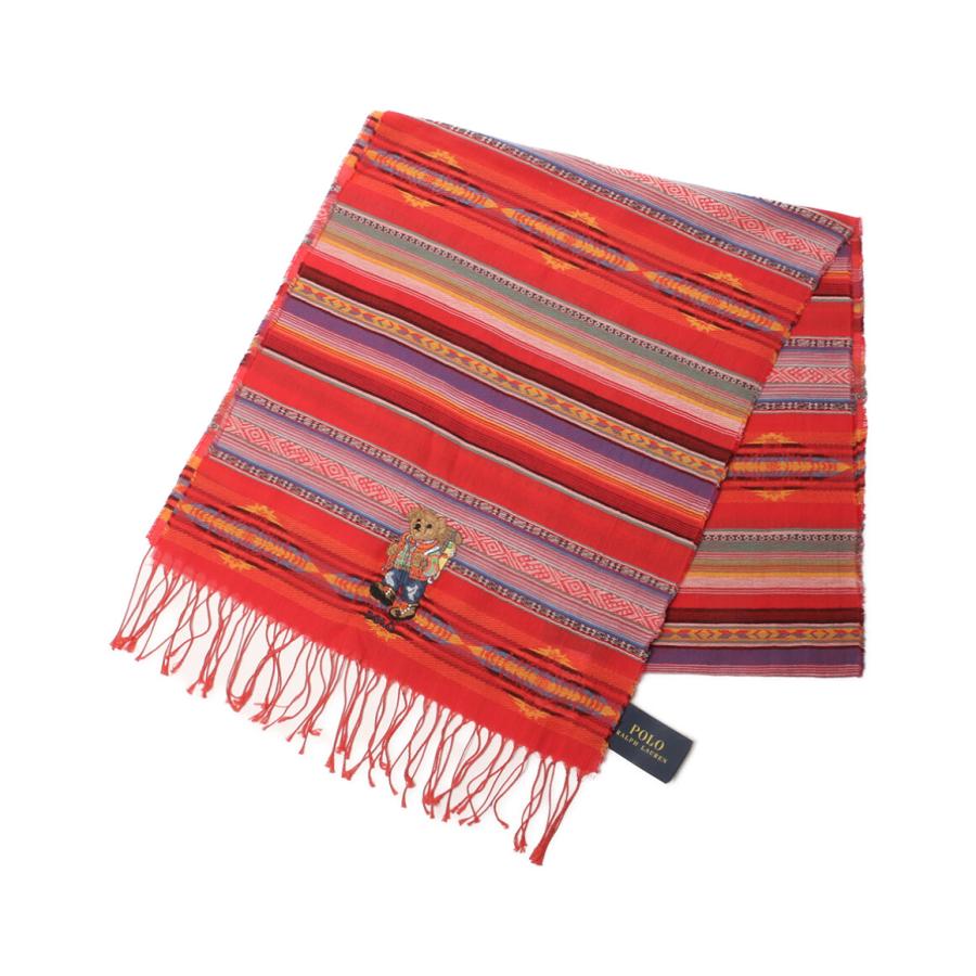 美品 ポロ・ラルフローレン ポロベア ネイティブ柄ストール メンズ