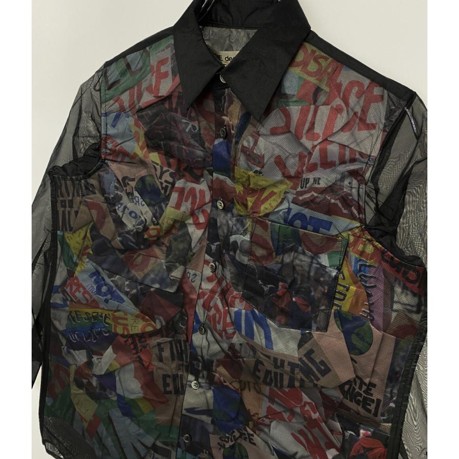 美品 コムデギャルソン チュールレイヤードプリント長袖シャツ 25SS GO