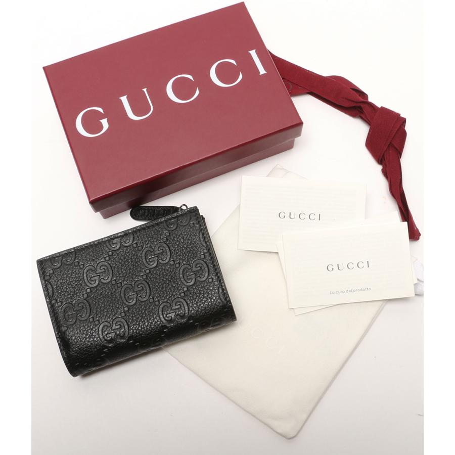 GUCCI（グッチ） 美品 二つ折り財布 GGエンブレム ブラック メンズ