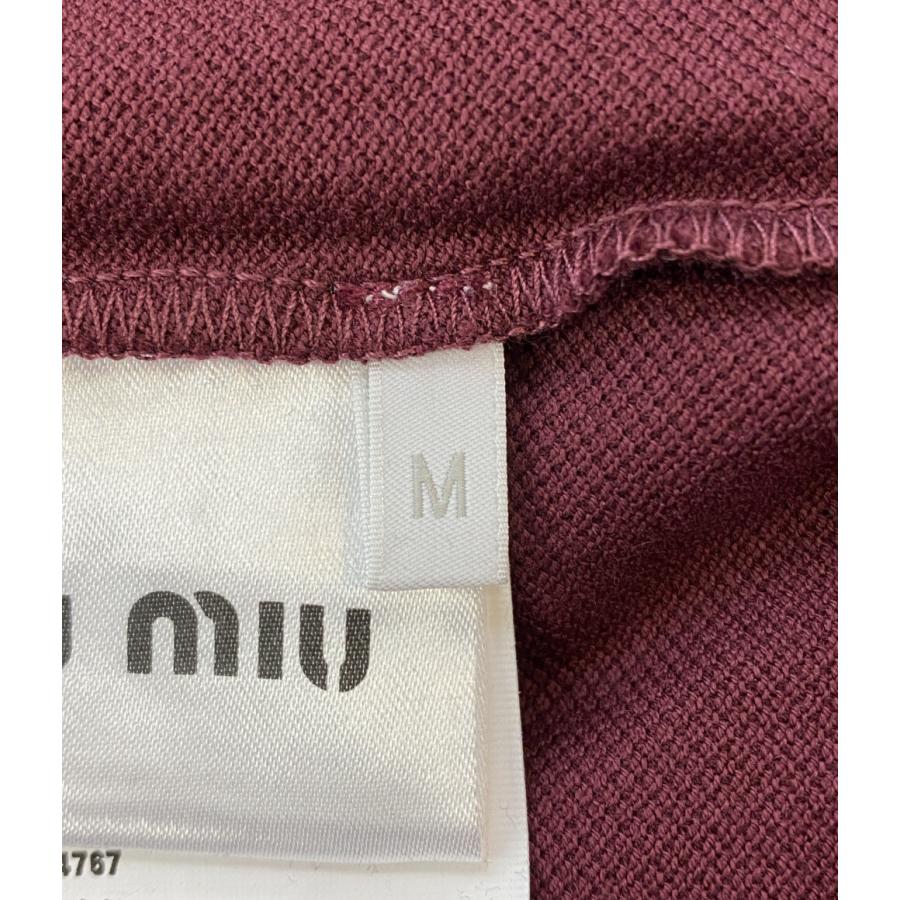 美品 ミュウ ロゴ刺繍長袖ポロシャツ ボルドー 24 レディース SIZE M