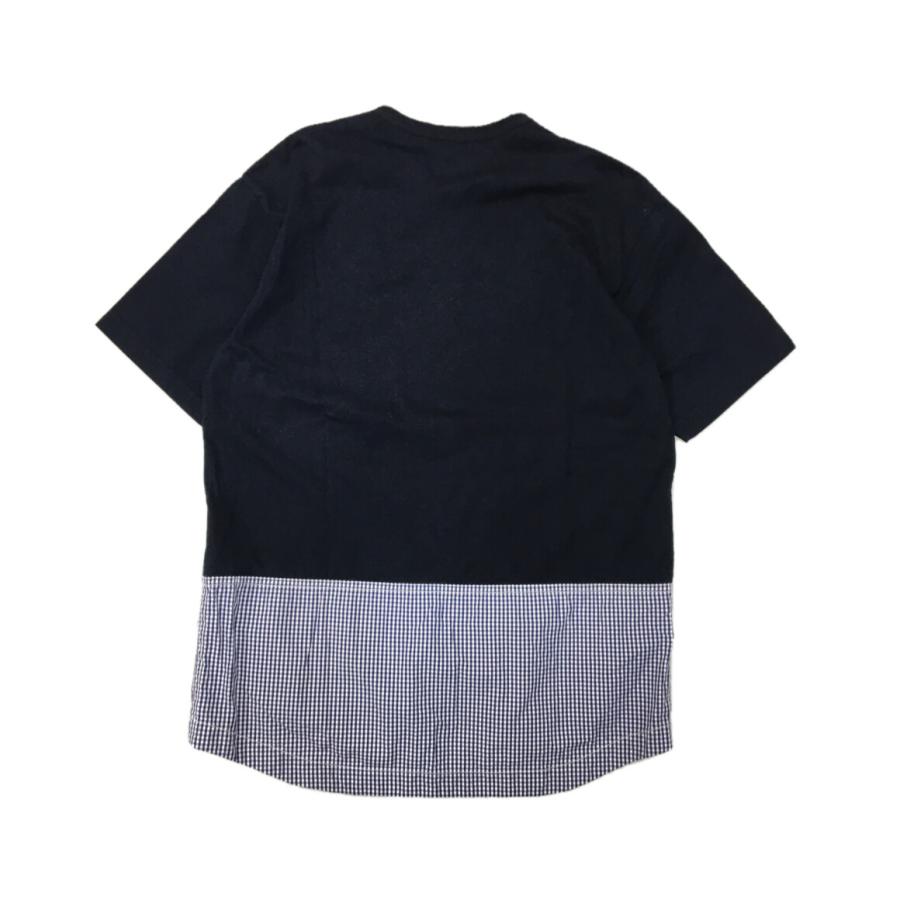 TAO コムデギャルソン　ギンガムチェック黒Tシャツ コムデギャルソンオム 半袖Tシャツ ギンガムチェック切替TEE S