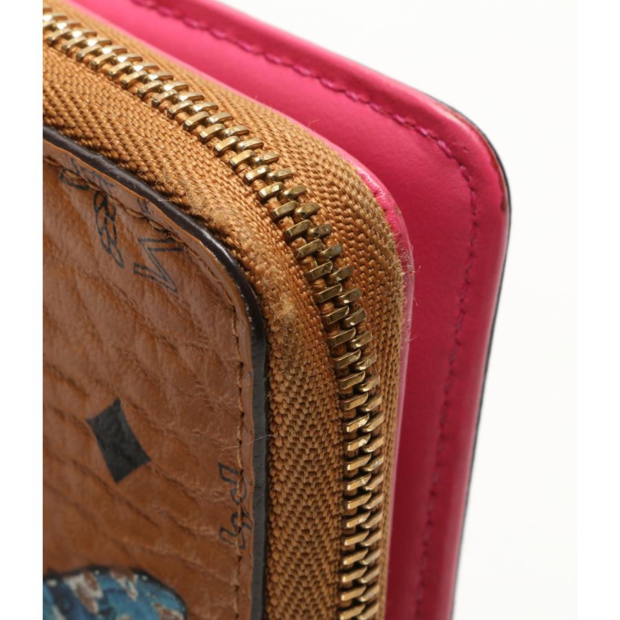 みくりん　MCM 財布　ラビット MCM Brown Visetos Mini Rabbit Leather Wallet Cognac Blue - A World