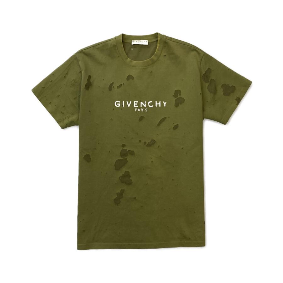 ジバンシィ サイズ:XS  BM70RV3Y41 デストロイ加工ロゴプリントTシャツ 中古 BS99 ジバンシィ 半袖デストロイTシャツ BM70RV3Y41 メンズ SIZE XS GIVENCY