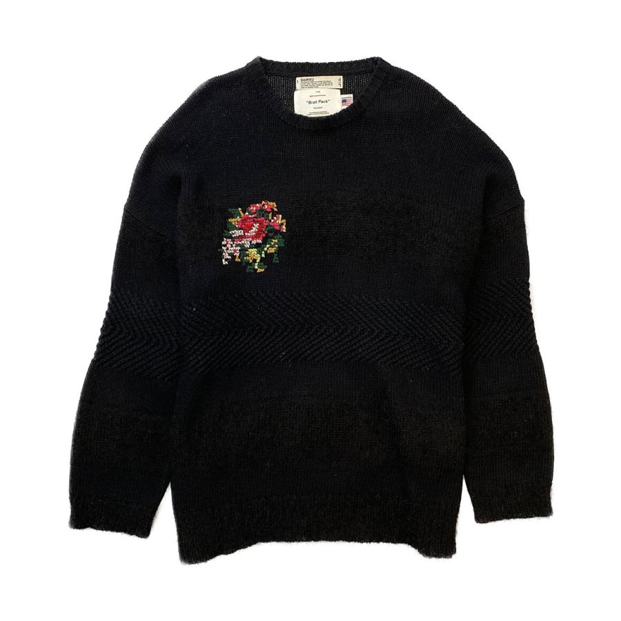 ダイリク 編地切替ニット FLOWER Cross Embroidery Border Knit ダイリク 編地切替ニット FLOWER Cross Embroidery Border Knit