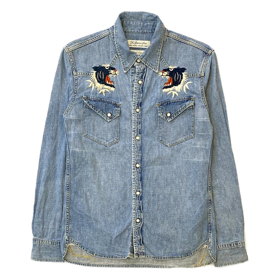 レミレリーフ 長袖シャツ シロクマ刺繍デニムシャツ 128390 レミレリーフ 長袖シャツ シロクマ刺繍デニムシャツ 128390