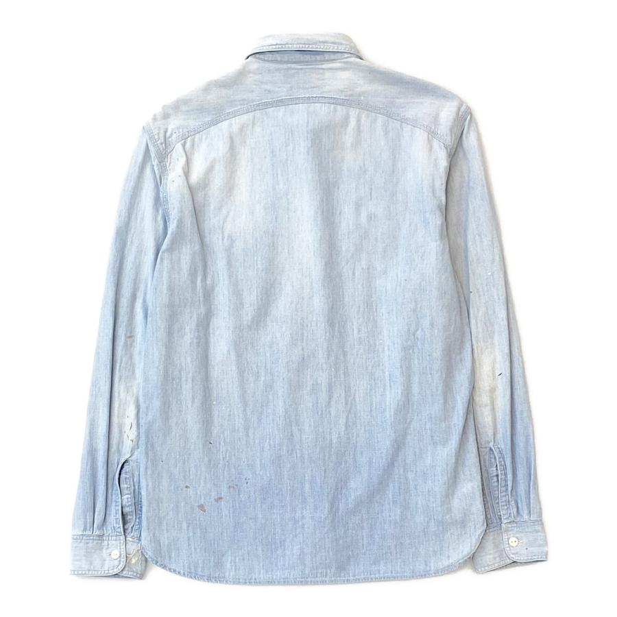 ダブルアールエル 長袖シャツ シャンブレーワークシャツ ペイント加工  