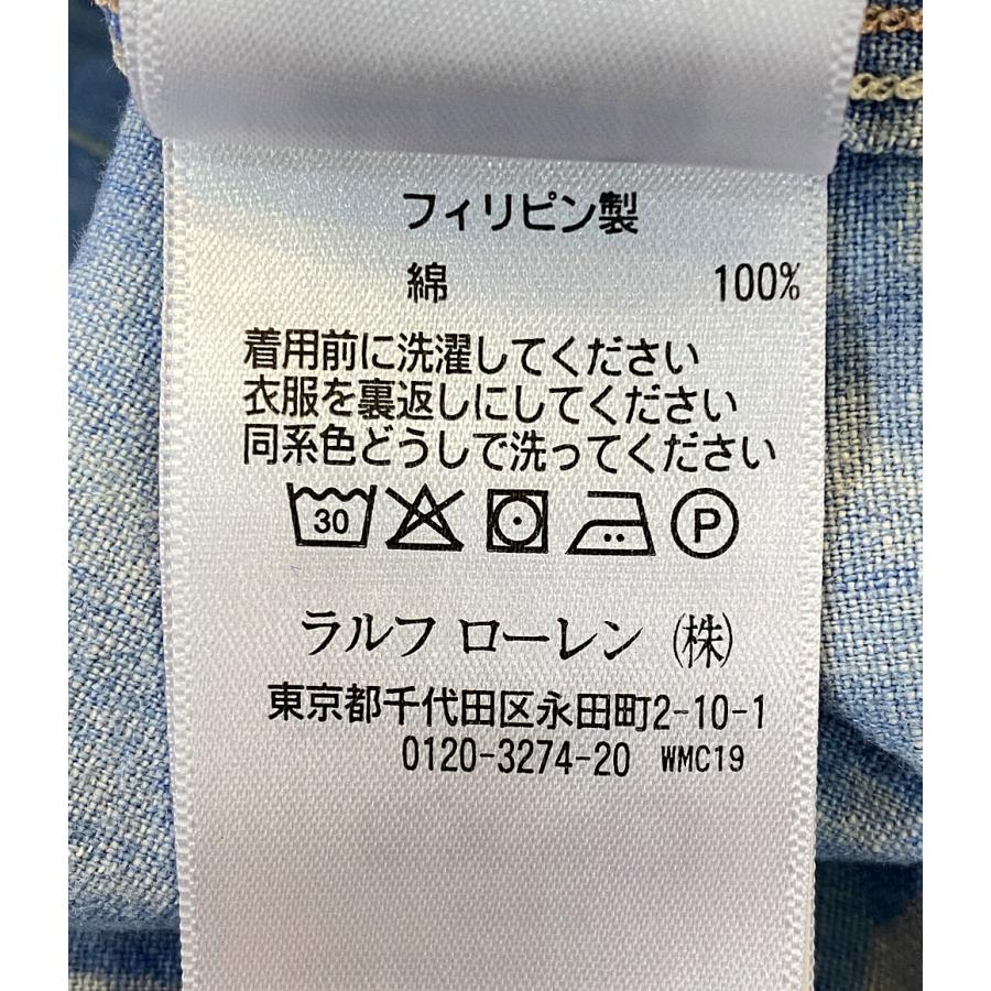 ダブルアールエル 長袖シャツ シャンブレーワークシャツ ペイント加工