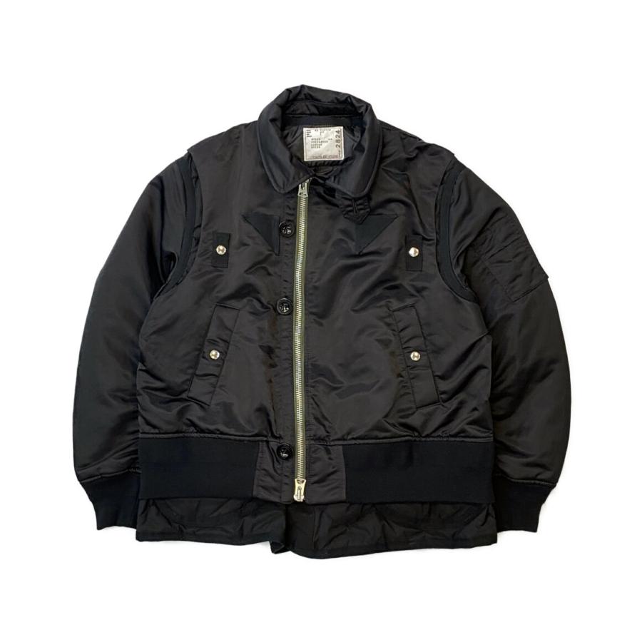 サカイ ブルゾン ジップアップ ブラック Nylon twill mix Blouson 22AW 