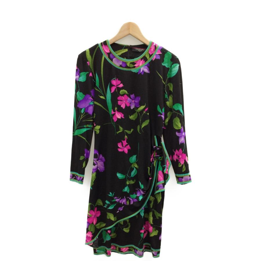 楽天スーパーセール Sale 1114 送料無料 レオナール 中古 Leonard M M Size レディース ドレープラップワンピース ワンピース チュニック