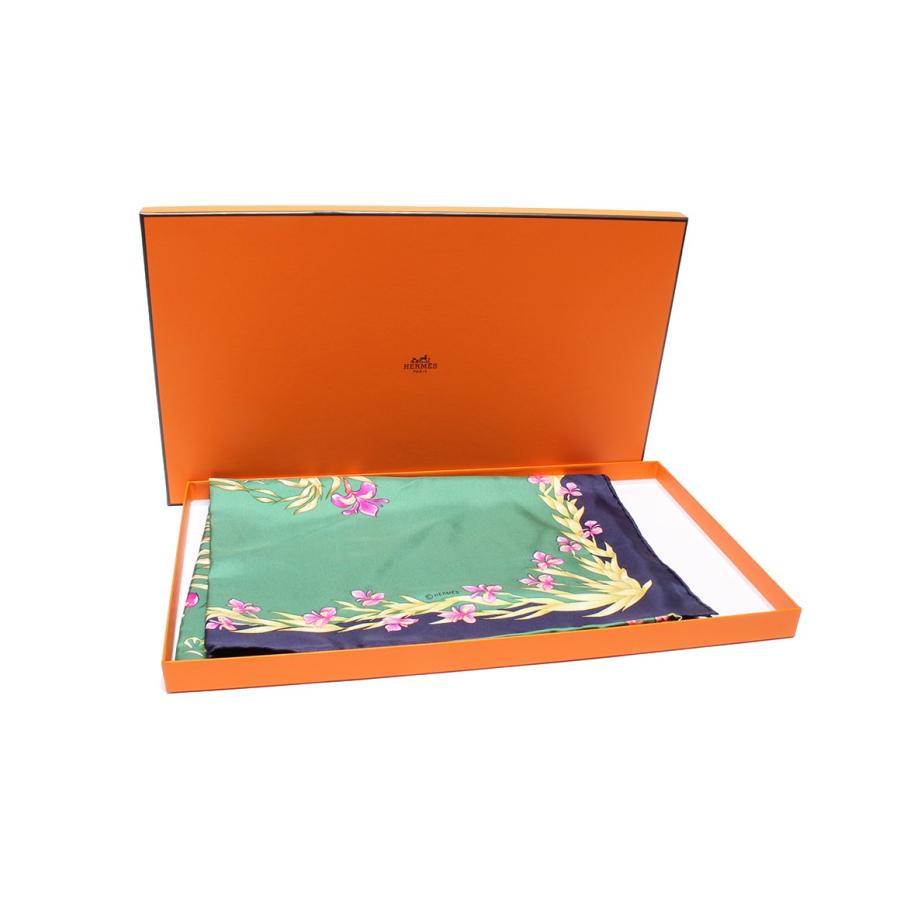 美品 エルメス カレ90 シルクスカーフ H.d'Origny Cheval Fleuri(花