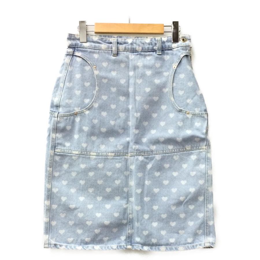 美品 ディーゼル 17SS ハート柄 デニムスカート サイドボタン