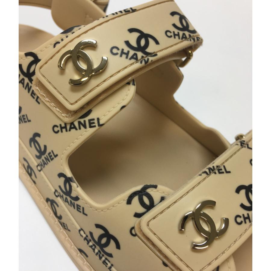 美品 シャネル GATE NO.5 ココマーク 総ロゴ フットベット サンダル