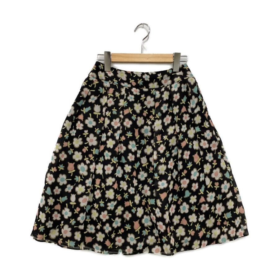 美品 花柄 シルク フレアスカート レディース SIZE 36 (S) RENE 中古 