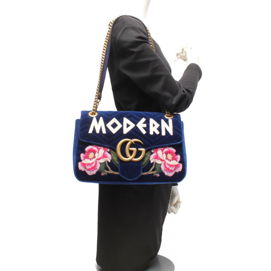 グッチ チェーンショルダーバッグ ベルベット MODERN 刺繍 グッチ チェーンショルダーバッグ ベルベット MODERN 刺繍